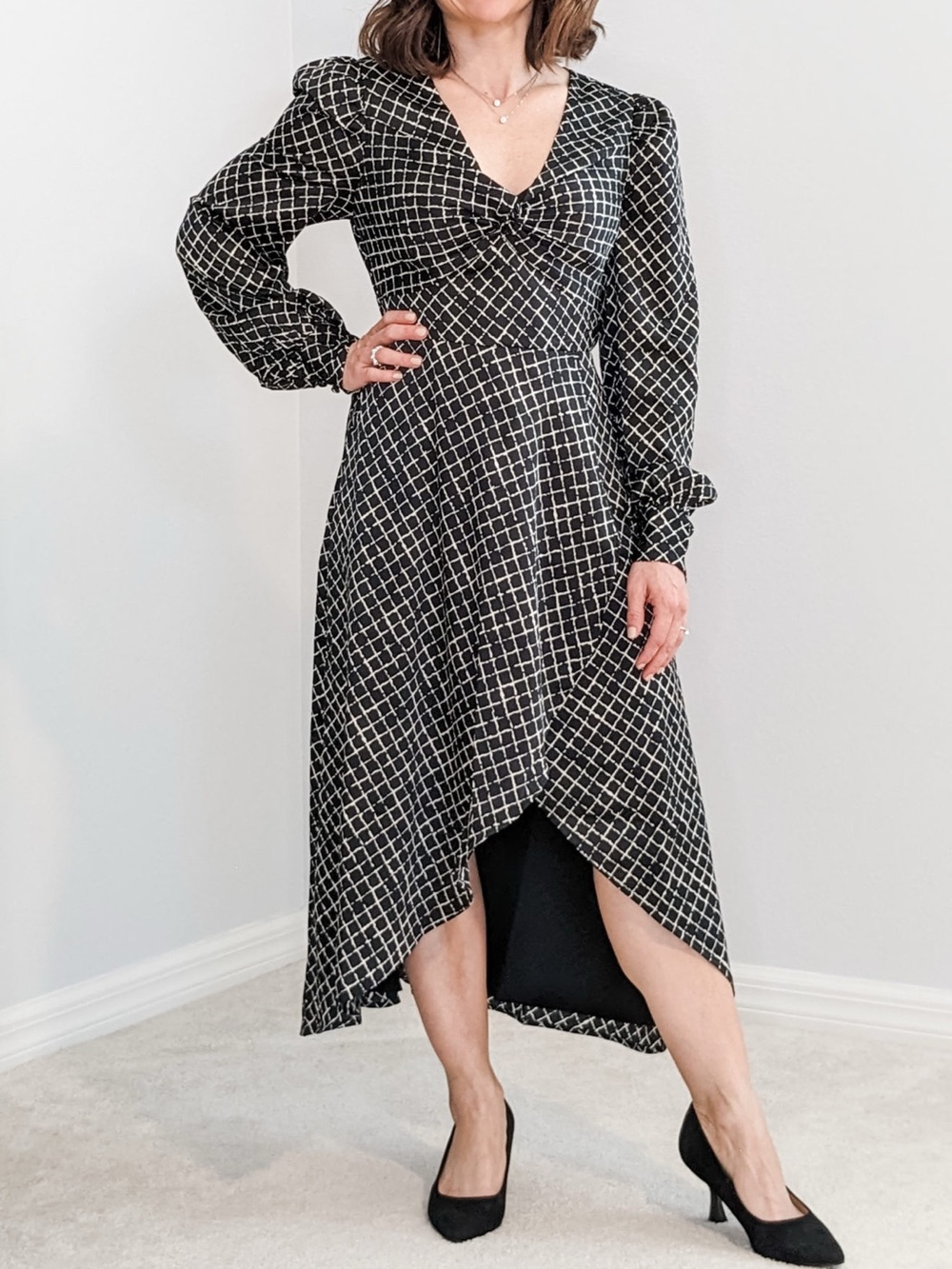EXPRESS Geometric Twist Front High Low Dress